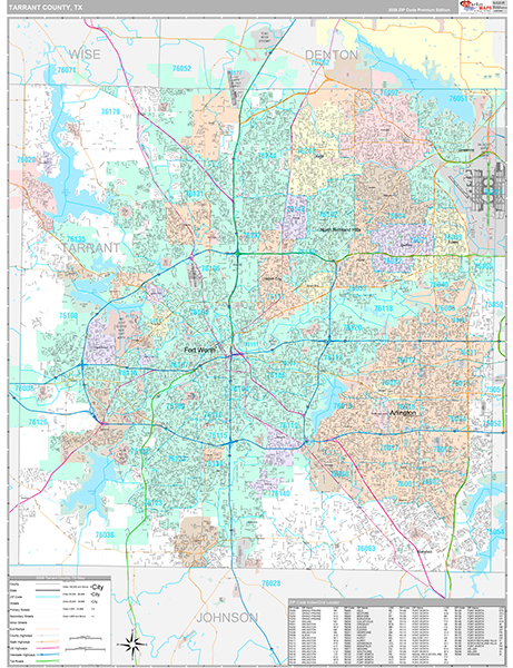 Tarrant County, TX Zip Code Map