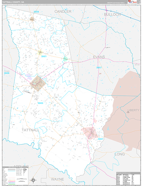 Tattnall County, GA Zip Code Map