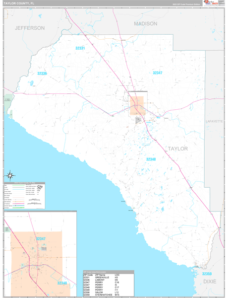 Taylor County, FL Carrier Route Wall Map