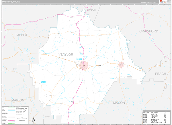 Taylor County, GA Wall Map