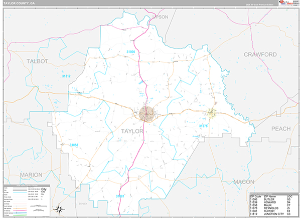 Taylor County, GA Zip Code Map