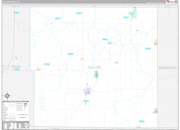 Taylor County, IA Carrier Route Wall Map