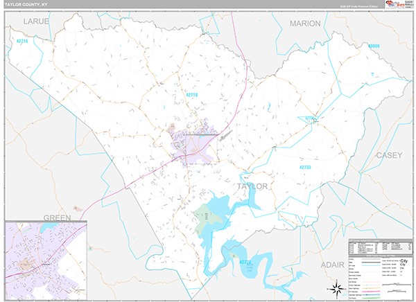 Taylor County, KY Zip Code Map