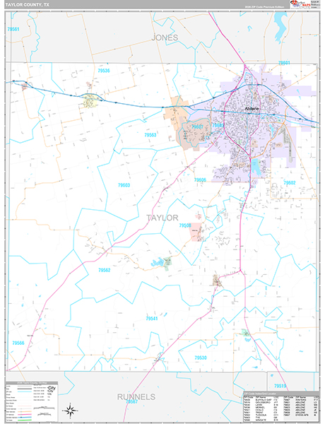 Taylor County, TX Zip Code Map