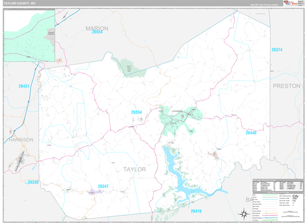 Taylor County, WV Wall Map