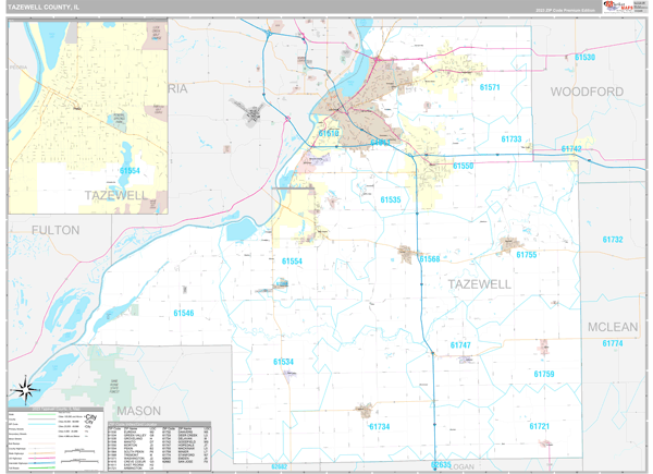 Tazewell County, IL Wall Map