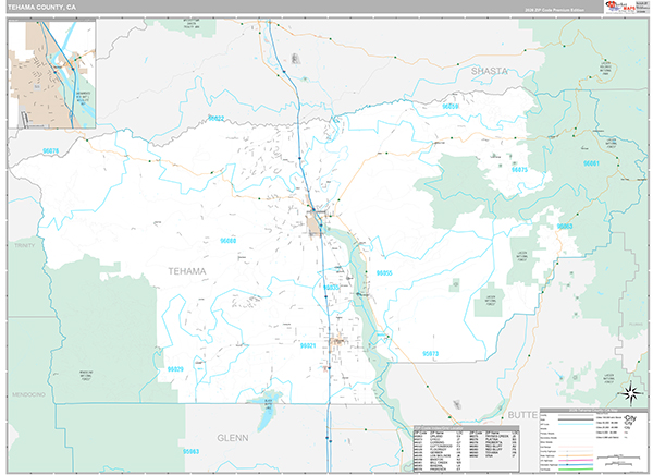 Tehama County, CA Map Premium Style