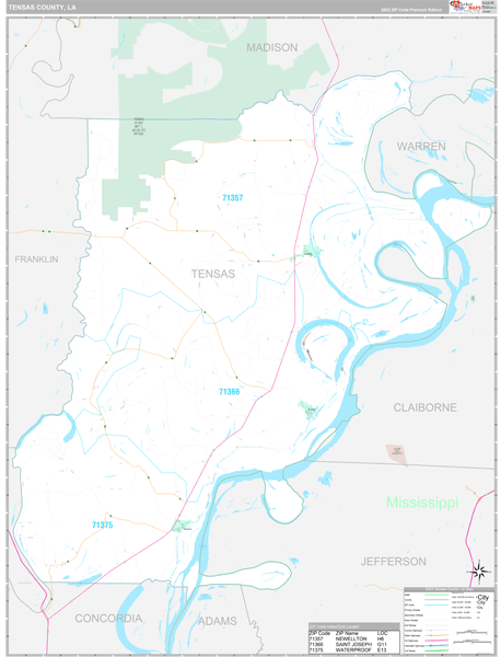 Tensas Parish (County), LA Wall Map