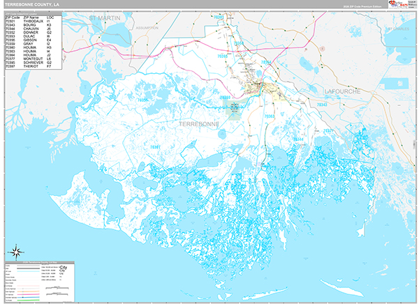 Terrebonne County, LA Wall Map