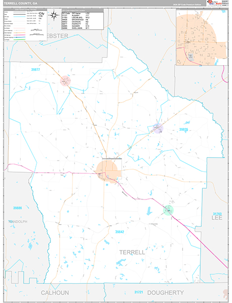 Terrell County, GA Zip Code Map