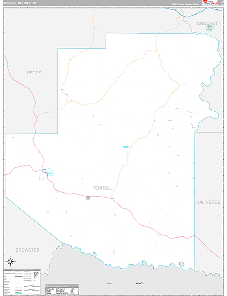 Terrell County, TX Zip Code Map