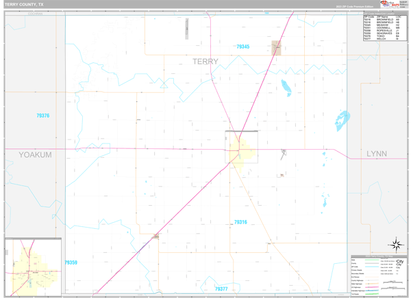 Terry County, TX Wall Map