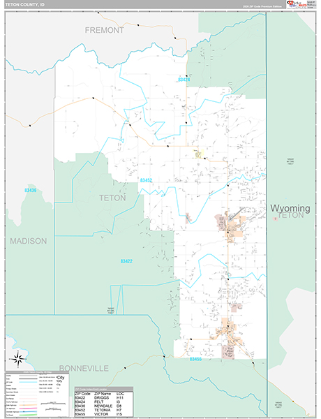 Teton County, ID Wall Map