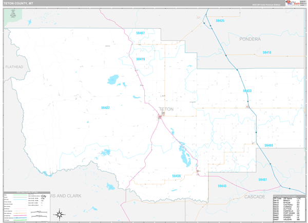 Teton County, MT Wall Map