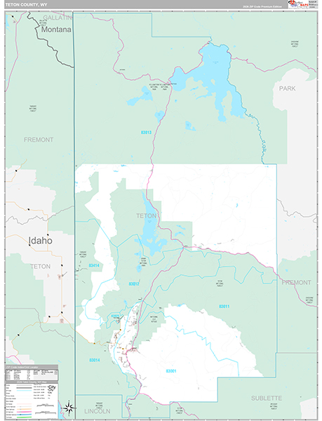 Teton County, WY Wall Map