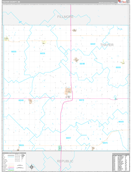 Thayer County, NE Zip Code Map
