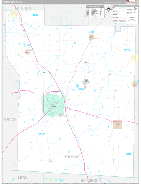 Thomas County, GA Wall Map
