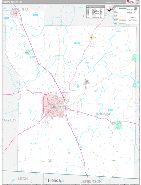 Thomas County, GA Wall Map