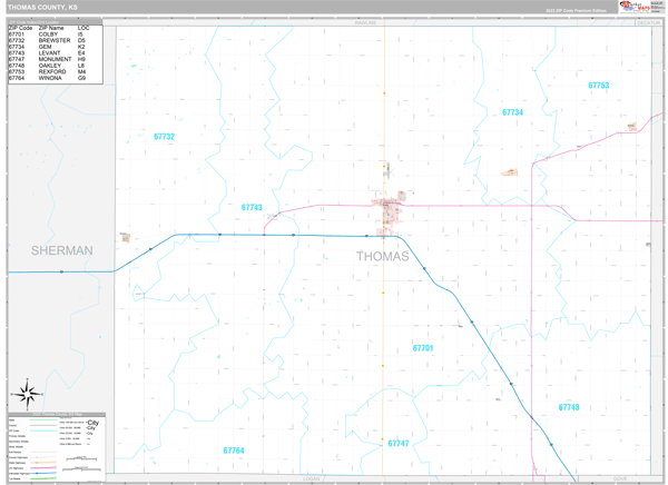 Thomas County, KS Zip Code Map