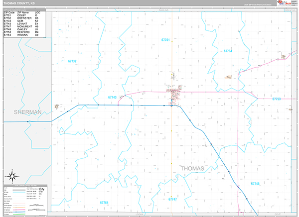 Thomas County, KS Wall Map