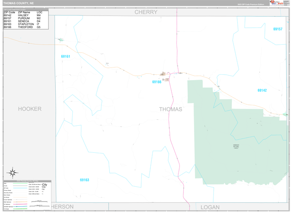 Thomas County, NE Wall Map