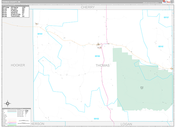 Thomas County, NE Zip Code Map