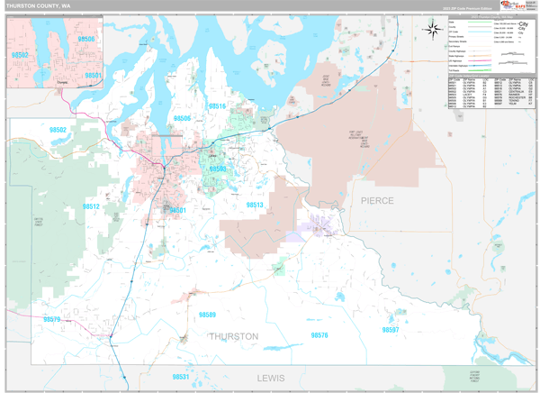Thurston County, WA Carrier Route Wall Map