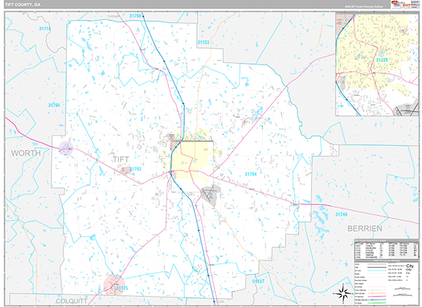 Tift County, GA Zip Code Map