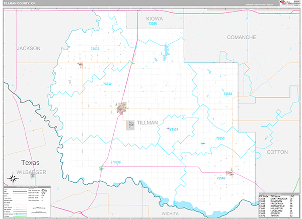 Tillman County, OK Wall Map