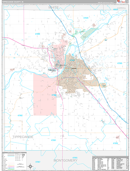 Tippecanoe County, IN Zip Code Map