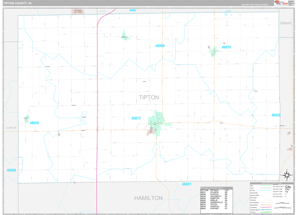 Tipton County, IN Map Premium Style