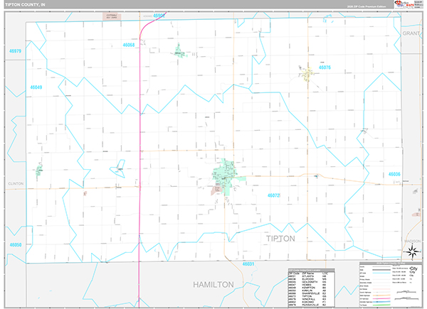 Tipton County, IN Zip Code Map