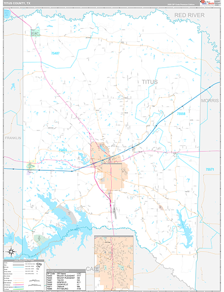 Titus County, TX Zip Code Map