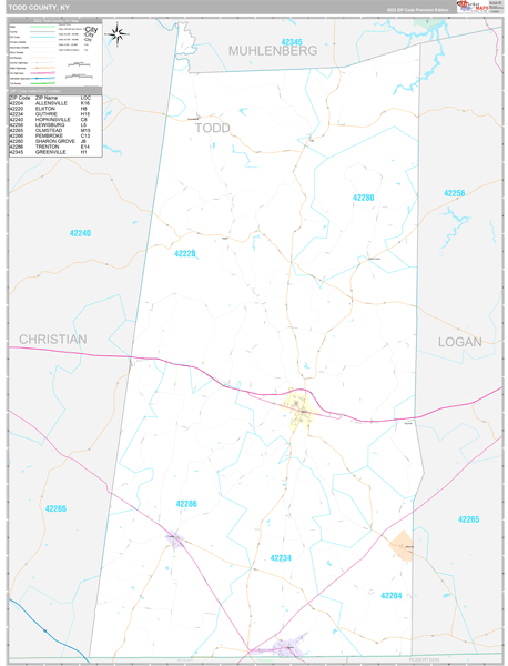 Todd County KY Zip Code Maps Premium