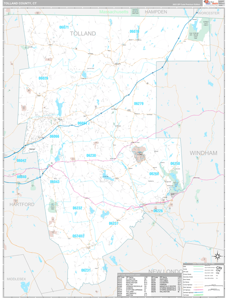 Tolland County Digital Map Premium Style