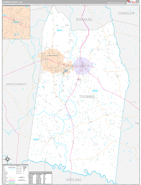 Toombs County, GA Zip Code Map