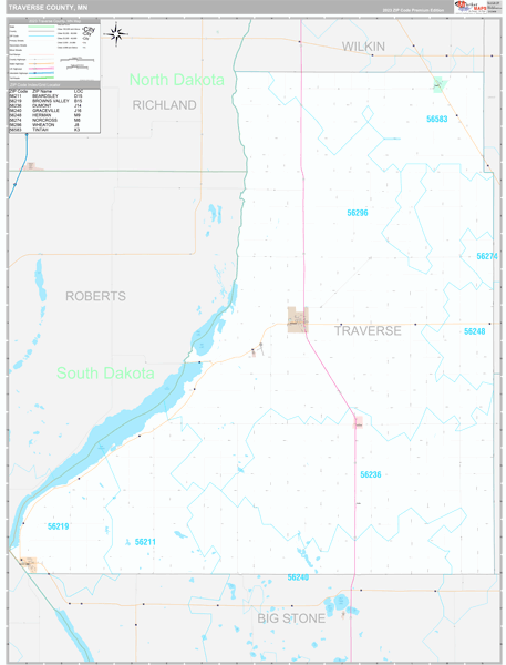 Traverse County, MN Wall Map