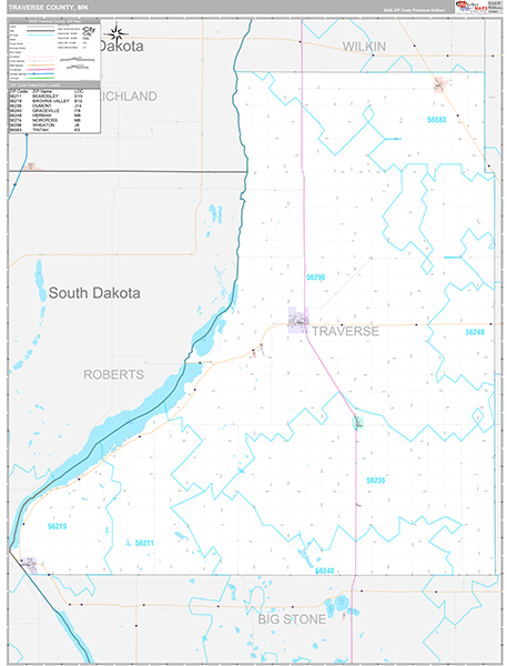 Traverse County, MN Wall Map