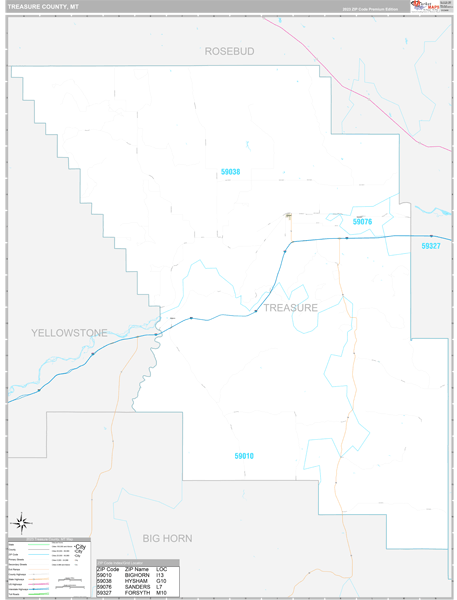 Treasure County, MT Zip Code Map