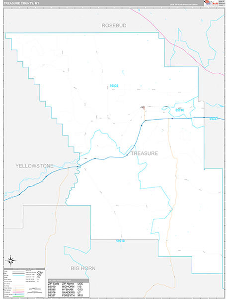 Treasure County, MT Wall Map