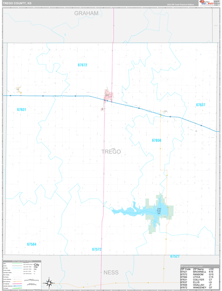 Trego County, KS Wall Map