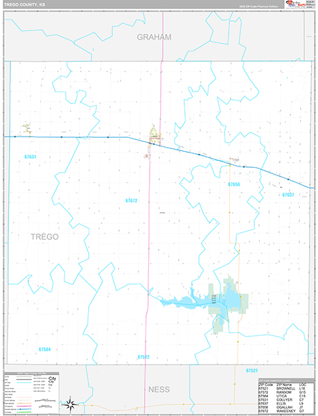Trego County, KS Wall Map