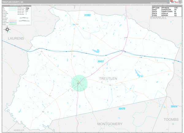 Treutlen County, GA Wall Map