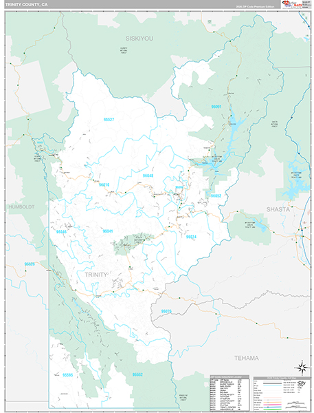 Trinity County, CA Map Premium Style