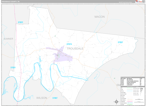 Trousdale County, TN Wall Map