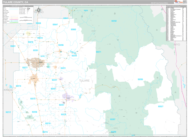 Tulare County Digital Map Premium Style