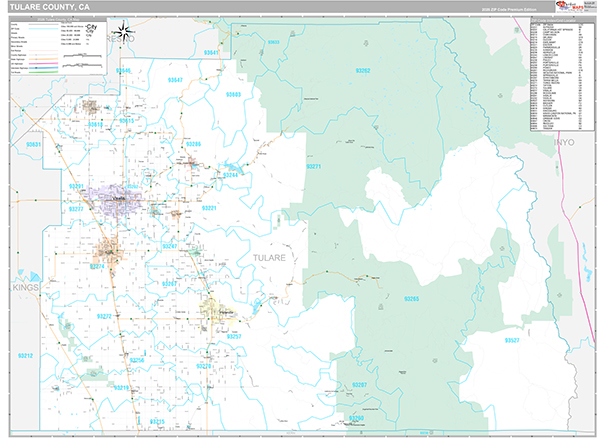 Tulare County, CA Map Premium Style