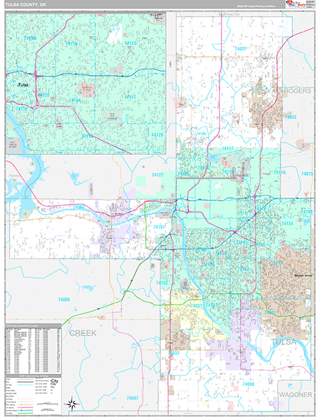 Tulsa County, OK Wall Map