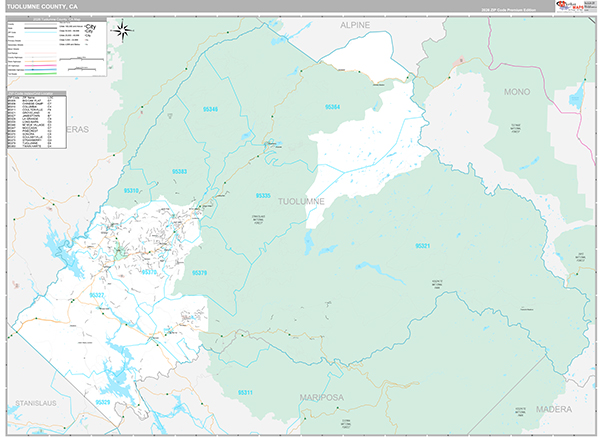 Tuolumne County, CA Map Premium Style