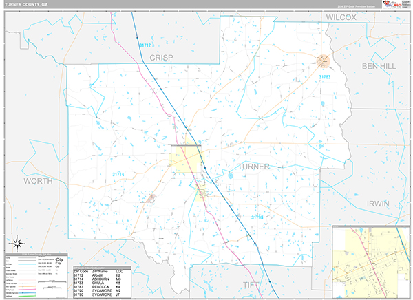 Turner County, GA Zip Code Map